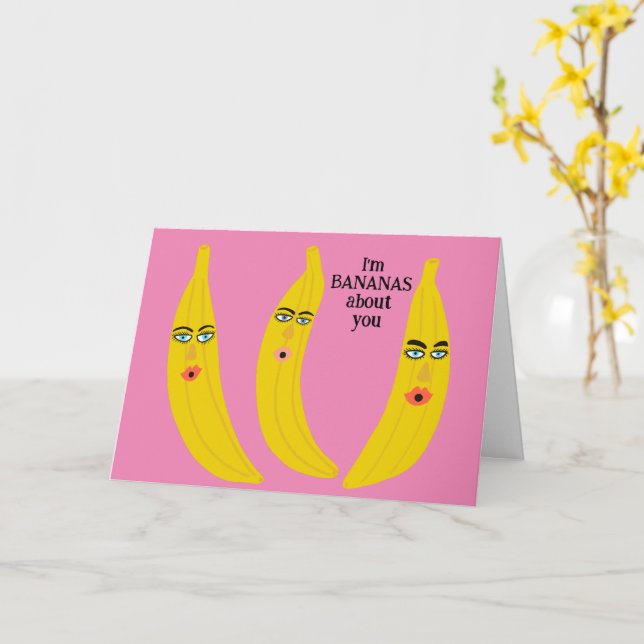 Carte Funny Bananes Romance Valentine Love Anniversaire (Fleur jaune)