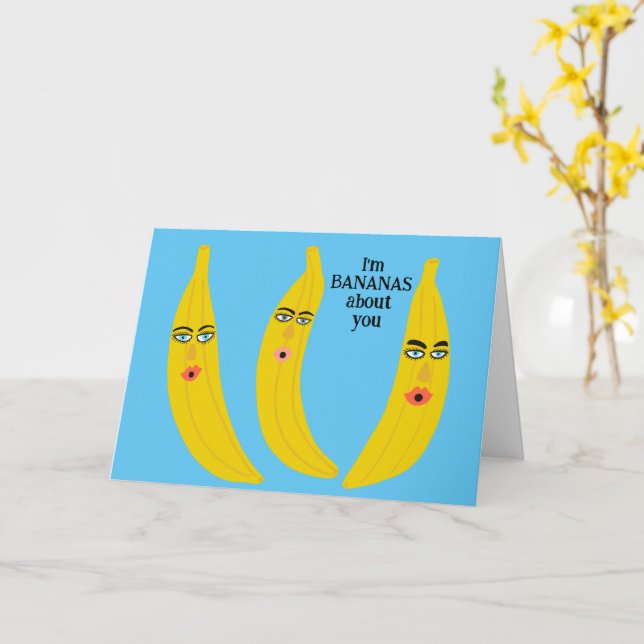 Carte Funny Bananes Romance Valentine Love Anniversaire (Fleur jaune)