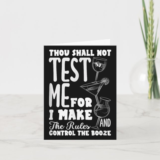 Carte Funny Bartender Thou Shall Not Test Me Quote  (Devant)