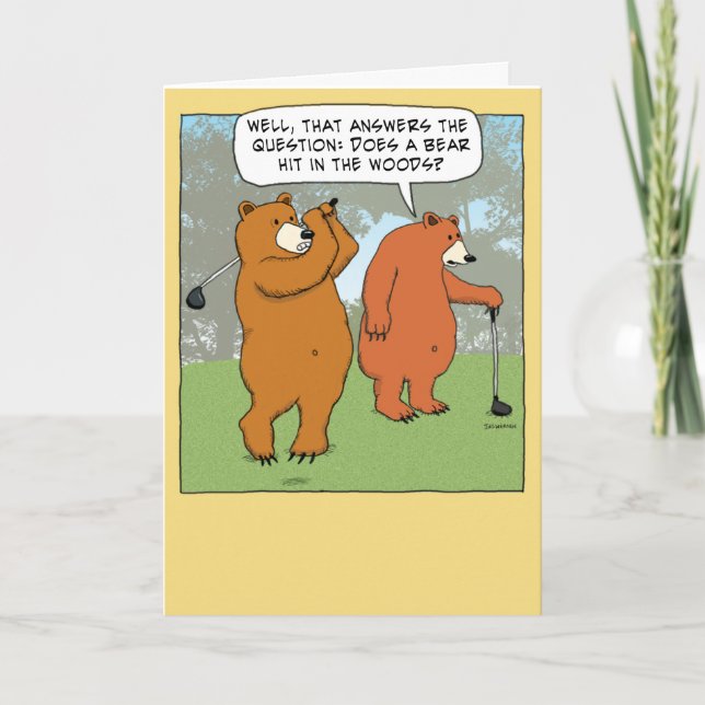 Carte Funny Bears Golf Anniversaire (Devant)