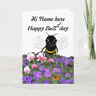 Carte Funny Bee Birthday Card, ajouter le nom