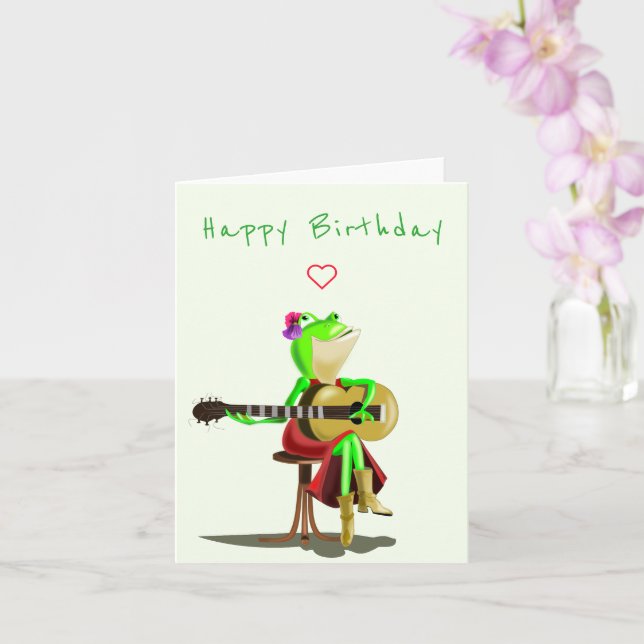 Carte Funny Birthday Card Frog Jouer de la guitare (Orchidée)