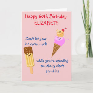Carte Funny Birthday Ice Cream Any Year Add Your Name