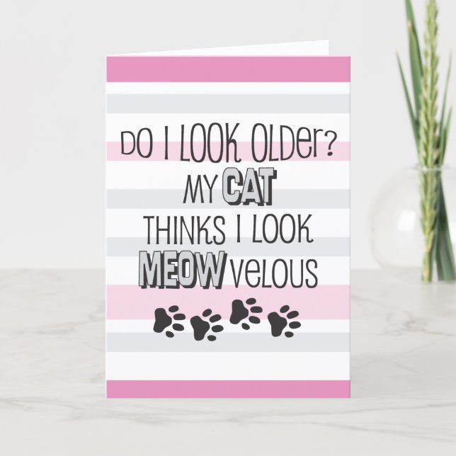 Carte Funny Birthday PINK - CAT Slogan (Devant)