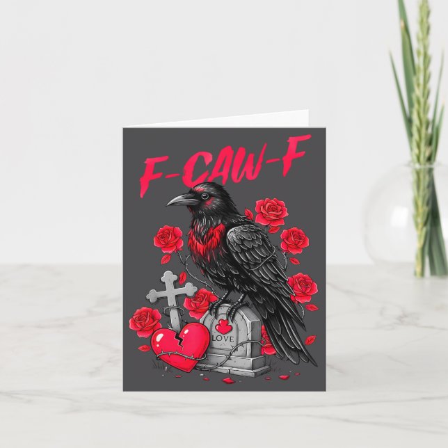 Carte Funny Black Bird F-caw-f Anti Valentines Day Singl (Devant)