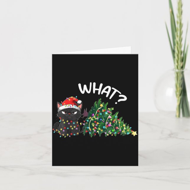 Carte Funny Black Cat Christmas Tree Merry Xmas Humor Ca (Devant)