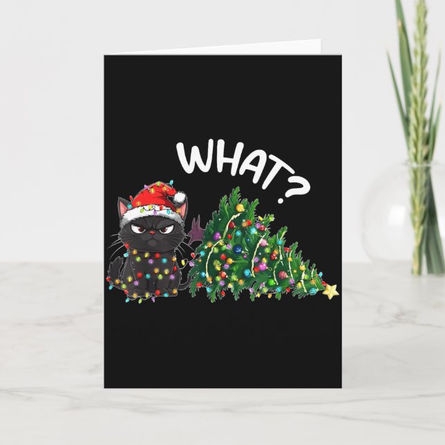 Carte Funny Black Cat What_ Christmas Tree Funny Cat Lov (Devant)