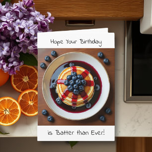 Carte Funny Blueberry Pancakes Pun   Joyeux anniversaire