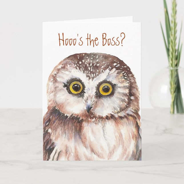 Carte Funny Boss Birthday, Wise Owl Humour (Devant)