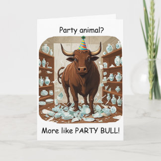 Carte Funny Bull Birthday Party Animal Design