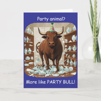 Carte Funny Bull Birthday Party Animal Design