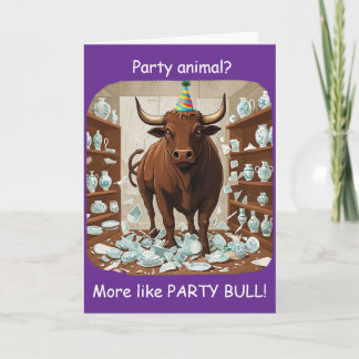 Carte Funny Bull Birthday Party Animal Design