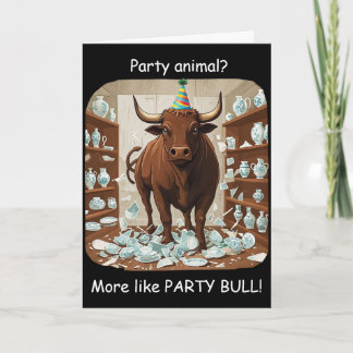 Carte Funny Bull Birthday Party Animal Design