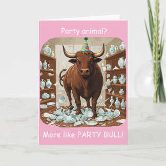 Carte Funny Bull Birthday Party Animal Design