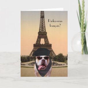 Carte Funny Bull Dog French Birthday
