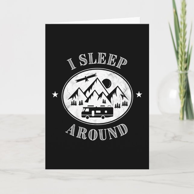 Carte Funny Camper van Gift Je dors autour - Motorhome (Devant)