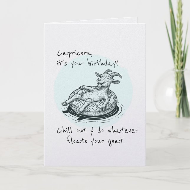 Carte Funny Capricorne Chèvre flottante Zodiac Anniversa (Devant)