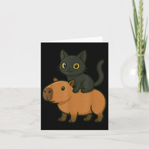 Carte Funny Capybara Black Chat Amoureux des animaux Mam
