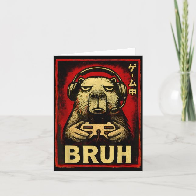 Carte Funny Capybara Gamer Bruh Graphic Tee Men Boys Tee (Devant)