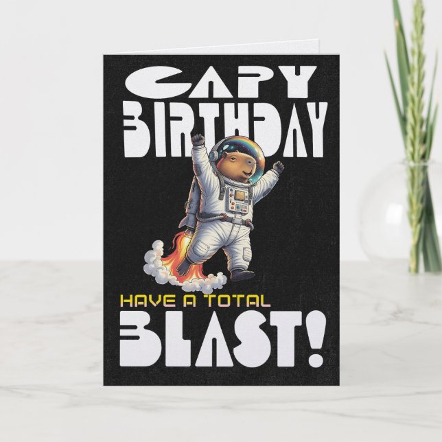 Carte Funny Capybara in Space Capy Birthday Pun (Devant)