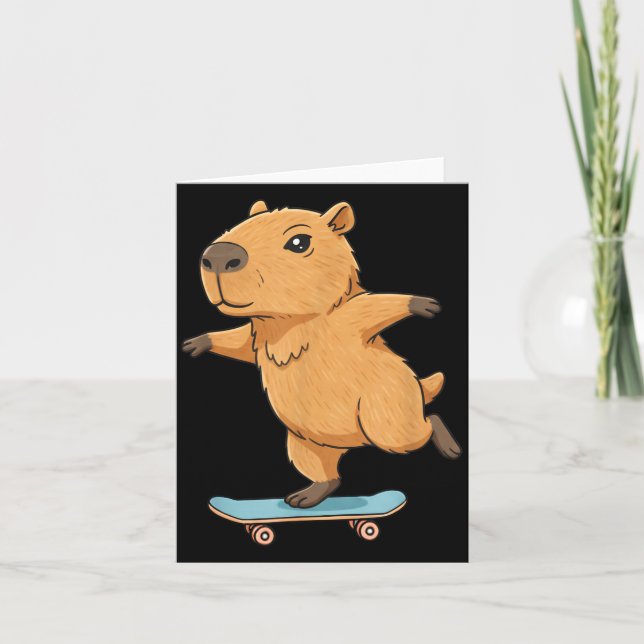 Carte Funny Capybara Skater Skateboard Ballerina Zoo Boy (Devant)