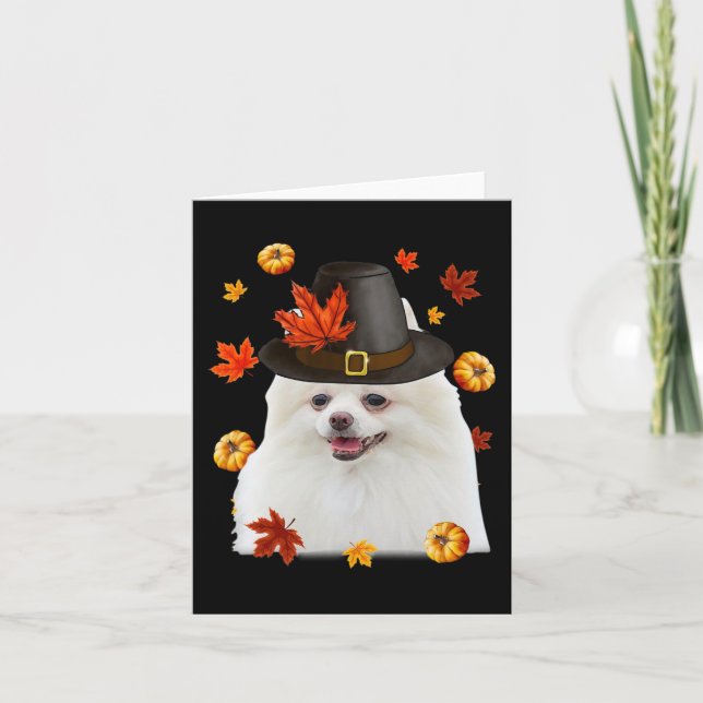 Carte Funny Casquette Pèlerin de Chien Poméranie Happy M (Devant)