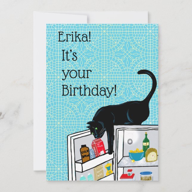 Carte Funny Cat 9 Vies Personnalisé Anniversaire (Devant)