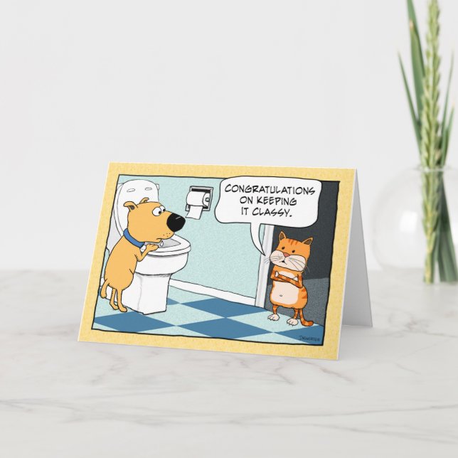Carte Funny Cat Catching Dog (Devant)