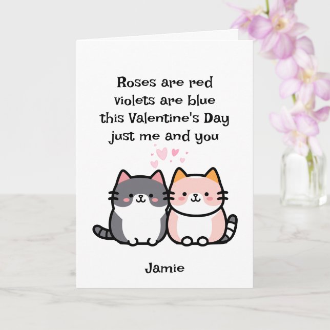 Carte Funny Cat Couple Valentine's Day Card (Orchidée)