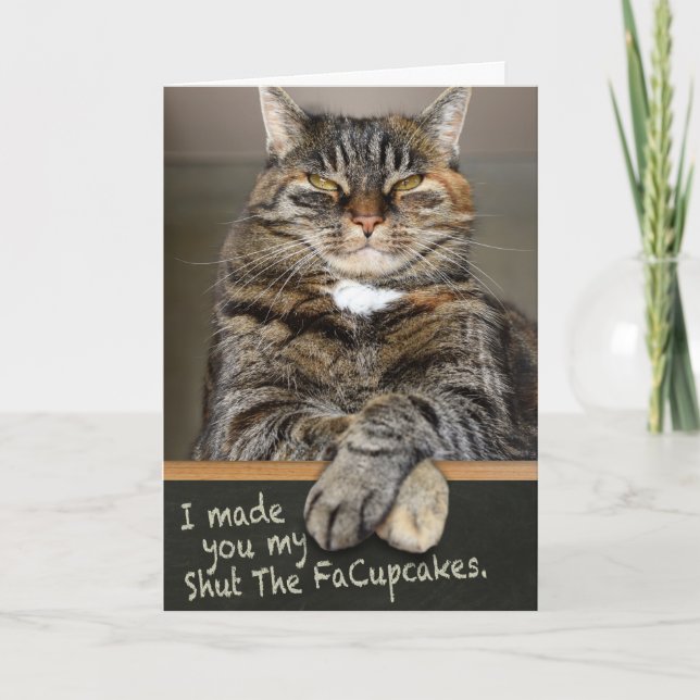Carte Funny Cat Fait Des Cupcakes Pour Votre Anniversair (Devant)