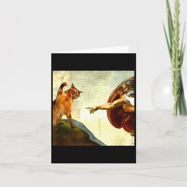 Carte Funny Cat God Creation Of Adam Meme Jesus Christia (Devant)