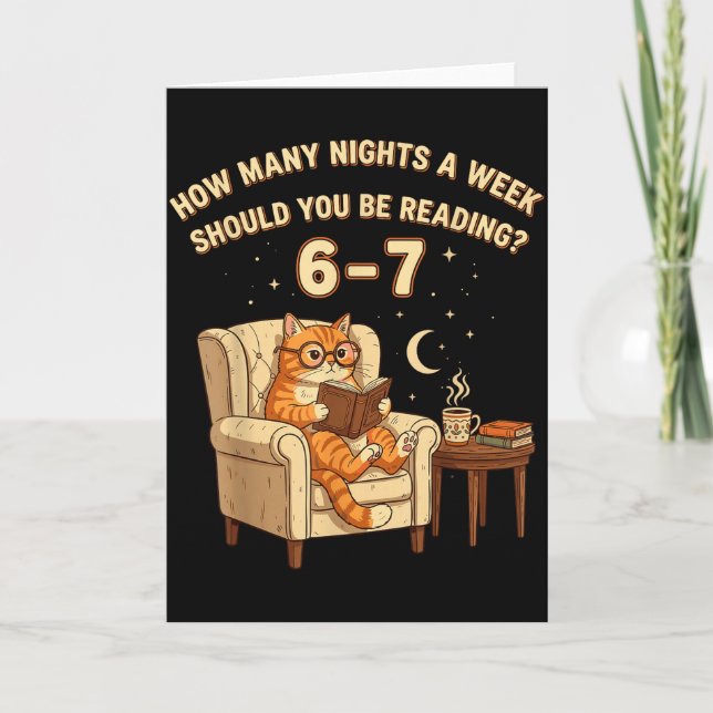 Carte Funny Cat Reading 6-7 Meme Englieacher Book Lover  (Devant)