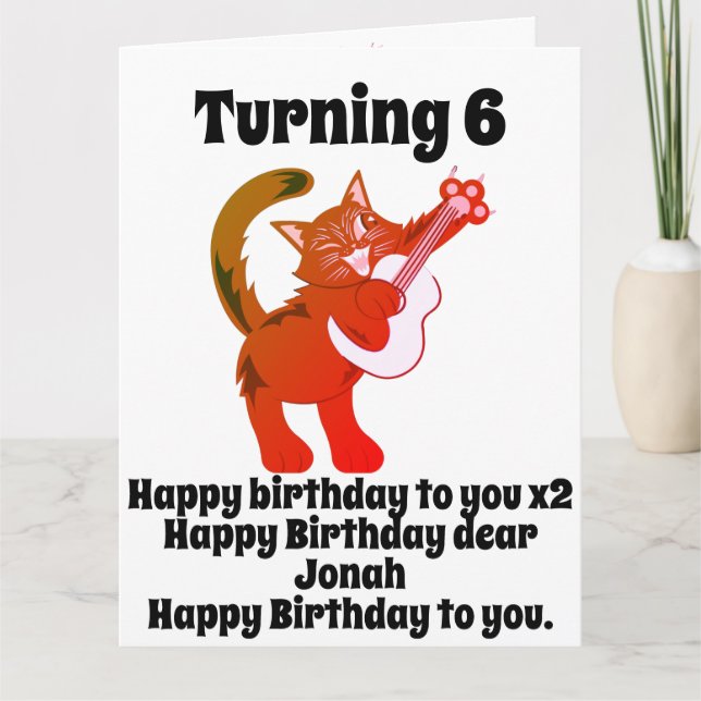 Carte Funny Chat Jouer de la guitare Personnalisé Annive (Devant)