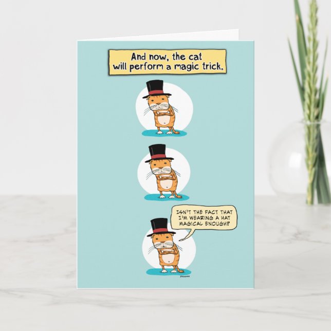 Carte Funny Chat Magic Trick Anniversaire (Devant)