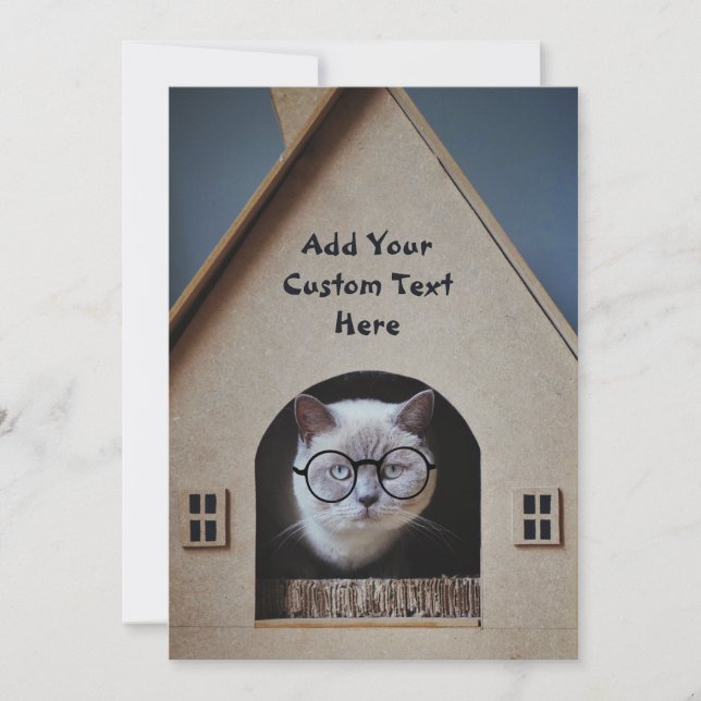 Carte Funny Chat porter des lunettes Personnaliser avec  (Devant)