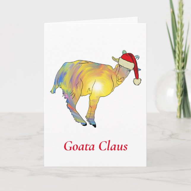 Carte Funny Chèvre a Claus humour de Noël (Devant)