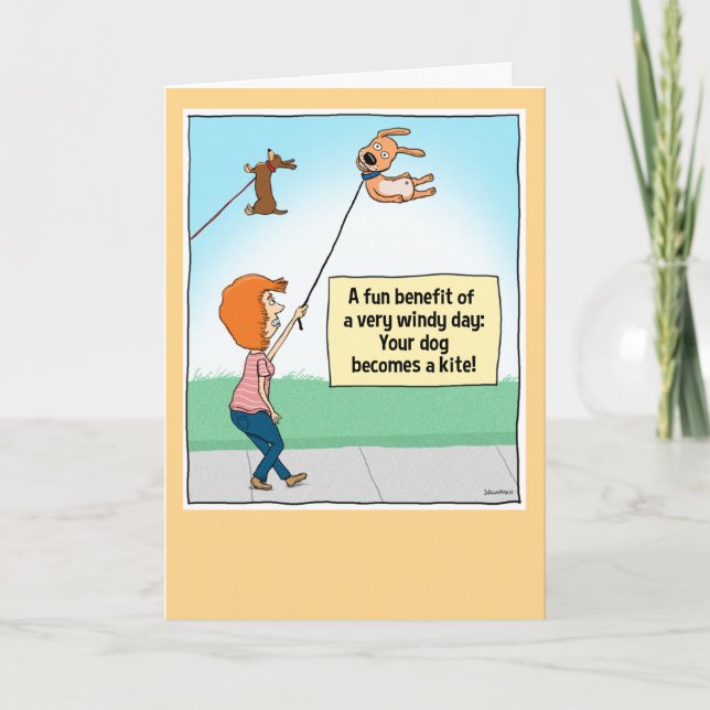 Carte Funny Chien Kites Anniversaire (Devant)