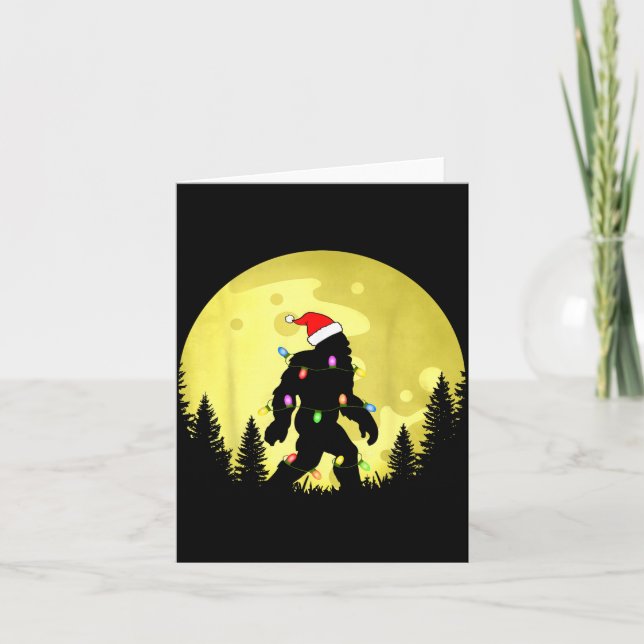 Carte Funny Christmas Bigfoot Santa Hat Moon Sasquatch M (Devant)