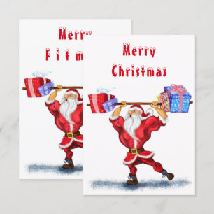 Carte Funny Christmas Card Bodybuilder Santa Claus