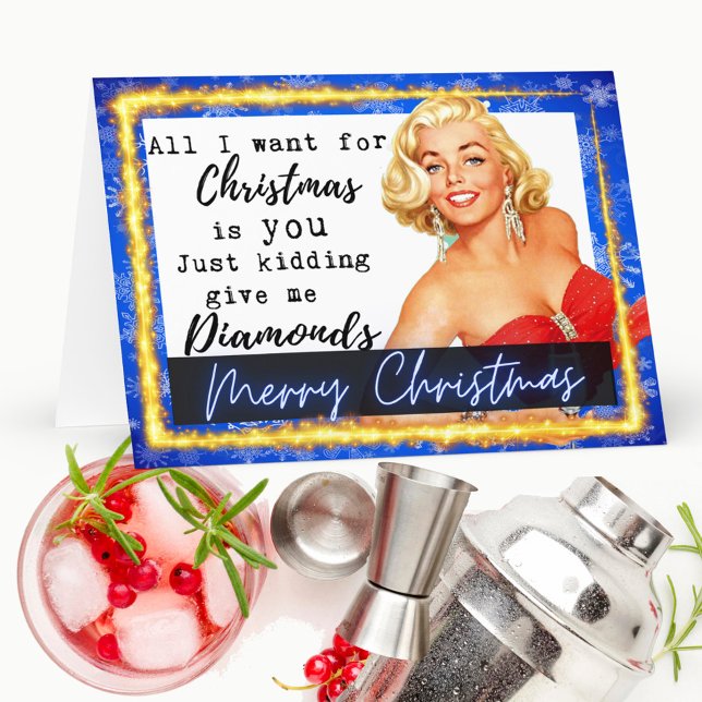 Carte Funny Christmas Card Retro Best Friend Diamonds (Créateur téléchargé)