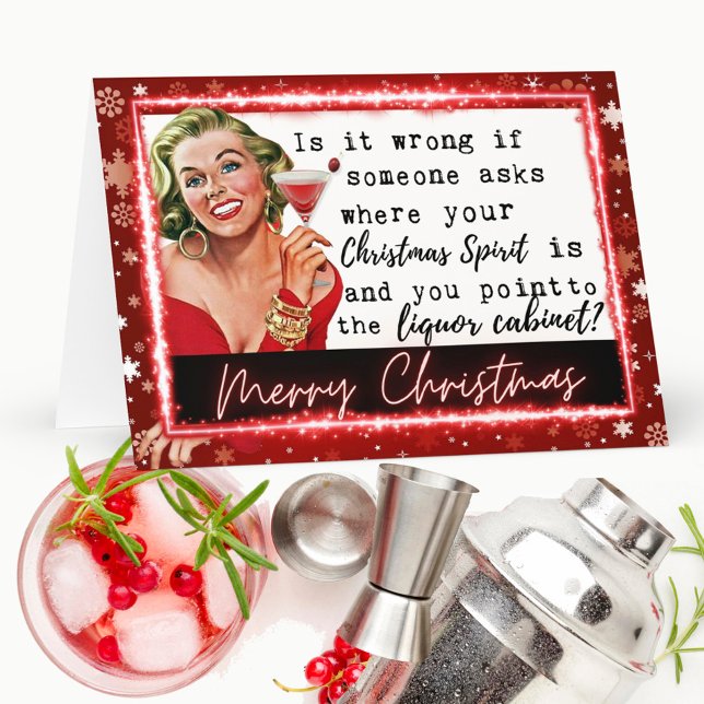 Carte Funny Christmas Card Retro Best Friend Liquor (Créateur téléchargé)