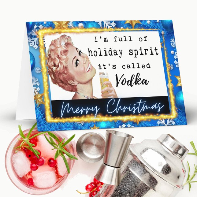 Carte Funny Christmas Card Retro Best Friend "Vodka" (Créateur téléchargé)