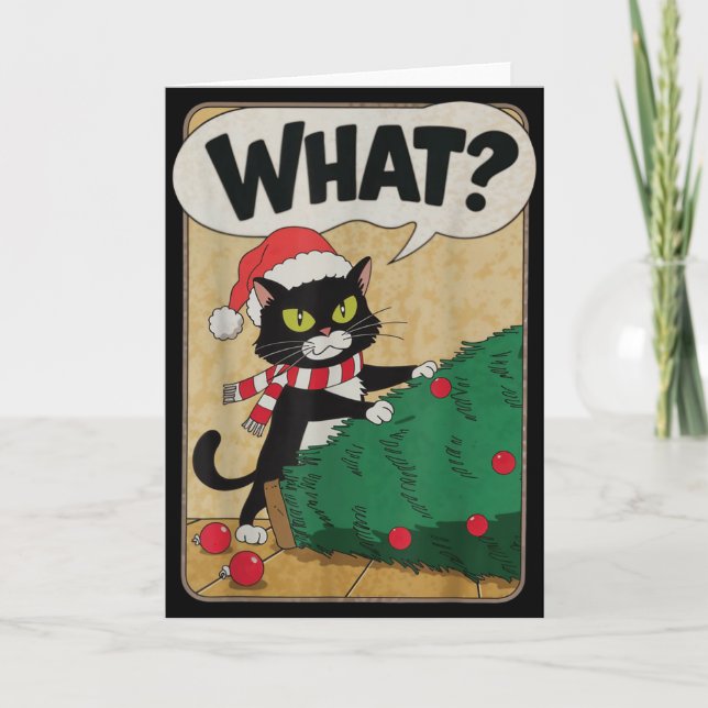 Carte Funny Christmas Cat Christmas Tree Meowy Christmas (Devant)