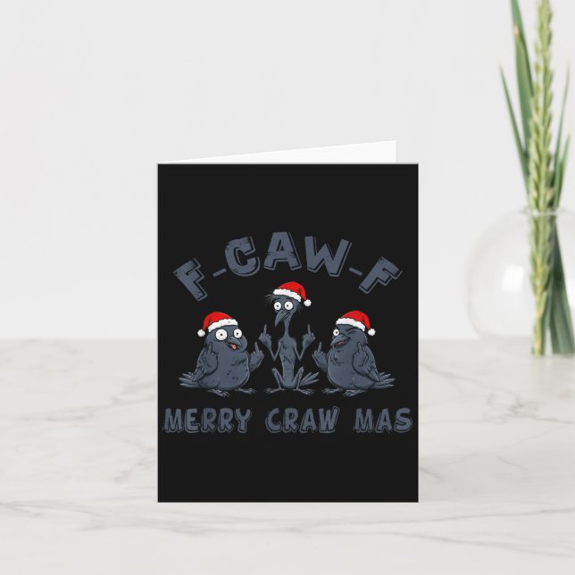 Carte Funny Christmas Crow Graphic – F-caw-f Merry Craw  (Devant)