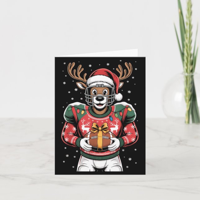 Carte Funny Christmas Football Reindeer  (Devant)