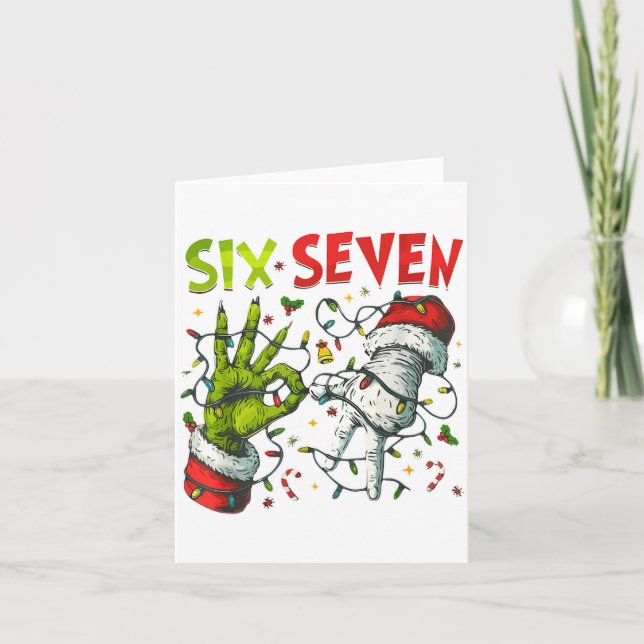 Carte Funny Christmas Lights 6 7 Meme Six Seven Matching (Devant)