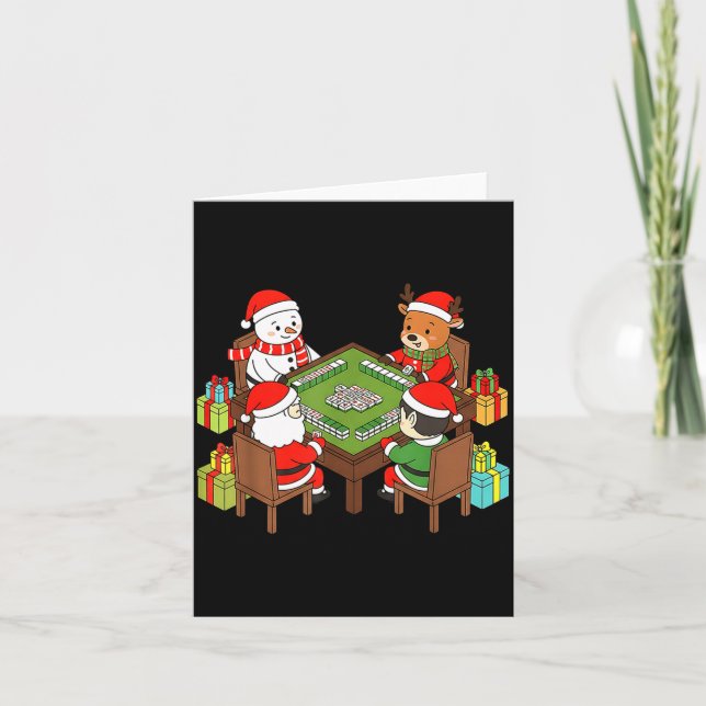 Carte Funny Christmas Mahjong Santa Snowman Elf Reindeer (Devant)