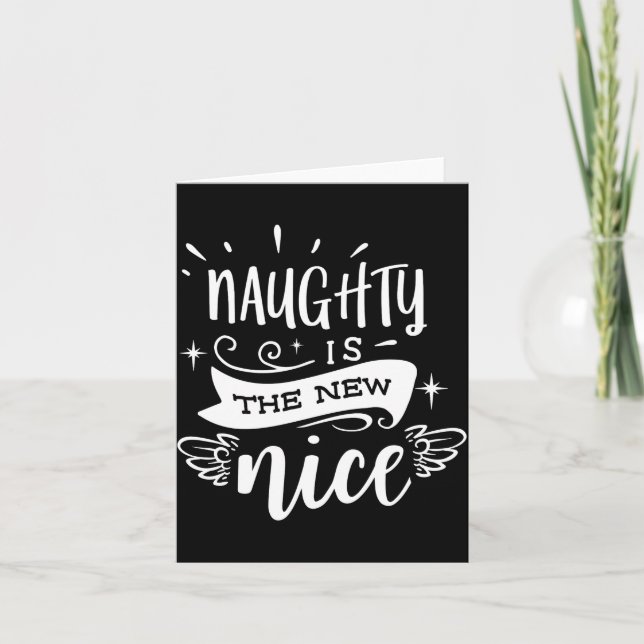 Carte Funny Christmas Naughty Is The New Nice Monogram T (Devant)