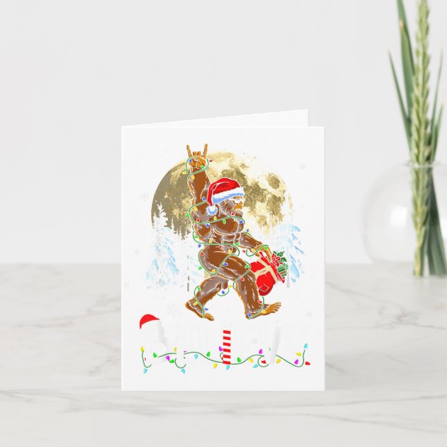Carte Funny Christmas Xmas Bigfoot Believe Sasquatch In  (Devant)