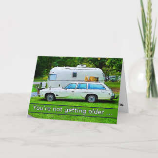 Carte Funny Classic Retro Camper Joyeux anniversaire